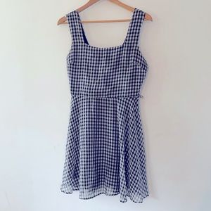 Checker print fitted waist and flair